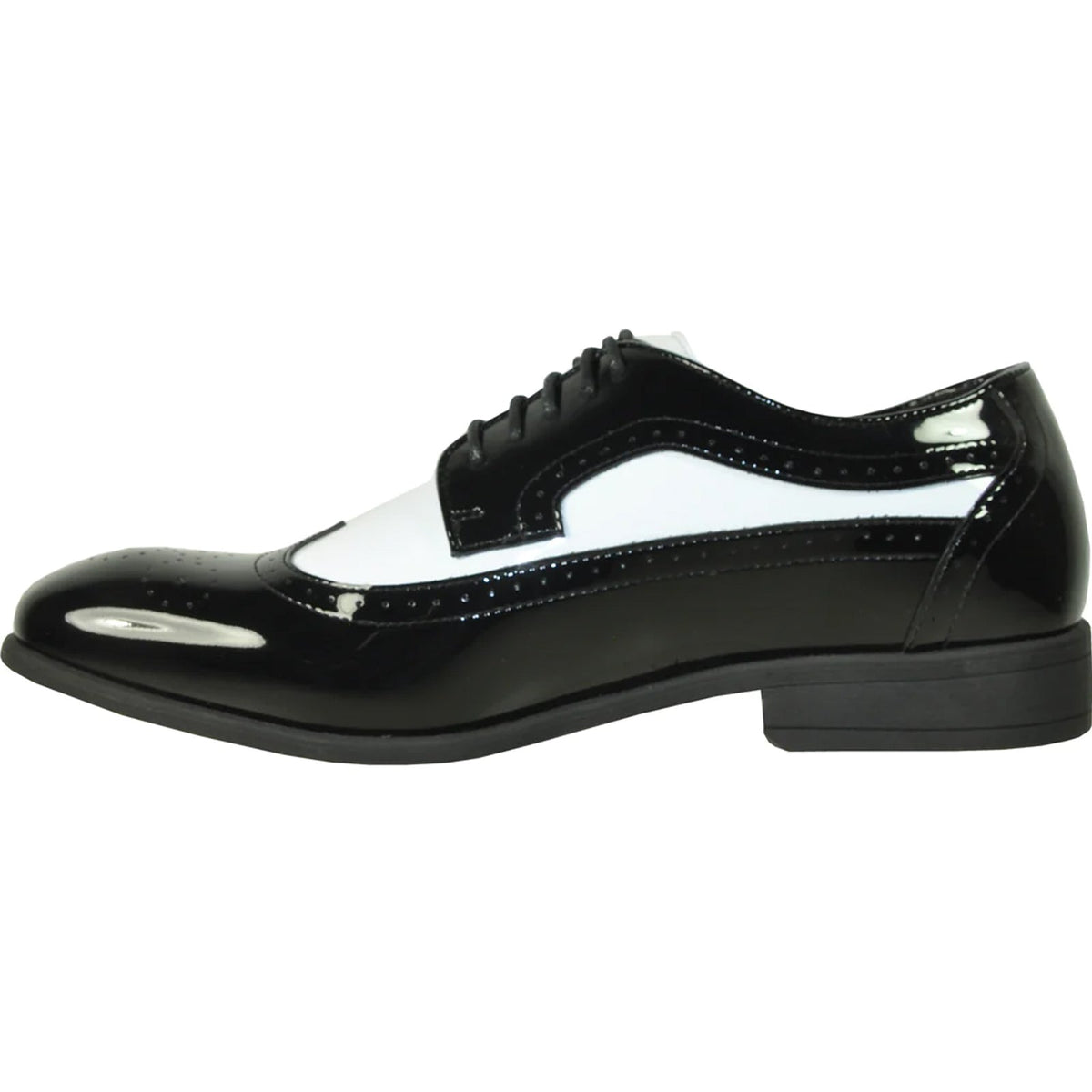 Bravo Mens 1920's Gangster Wingtip Dress Shoe in Black and White