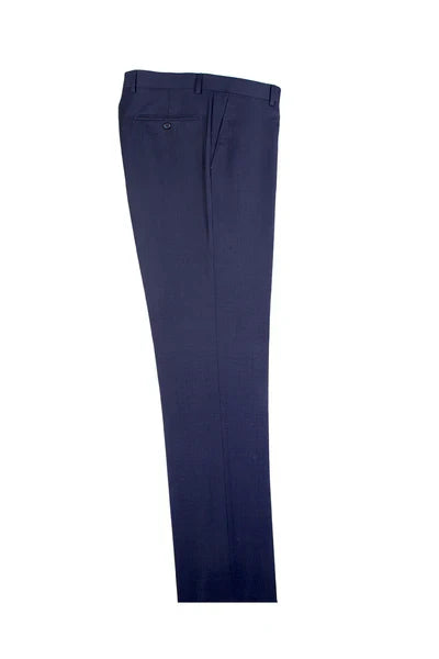 Blue Birdseye Flat Front Wool Dress Pant 2560 by Tiglio Luxe IDM7018/9 1   - from alligatorwarehouse.com