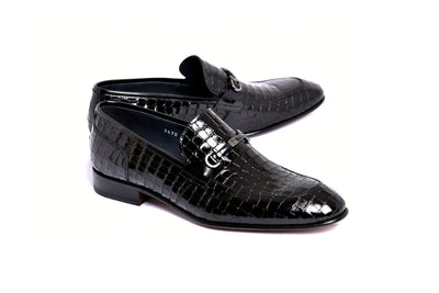 C01707-3470BC Croco Leather with Buckle-Black