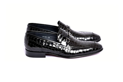 C01707-3470BC Croco Leather with Buckle-Black