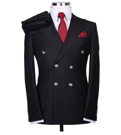 Mens Classic Wool Double Breasted Suit in Black 2 SD-100_BLACK_38S  - from alligatorwarehouse.com