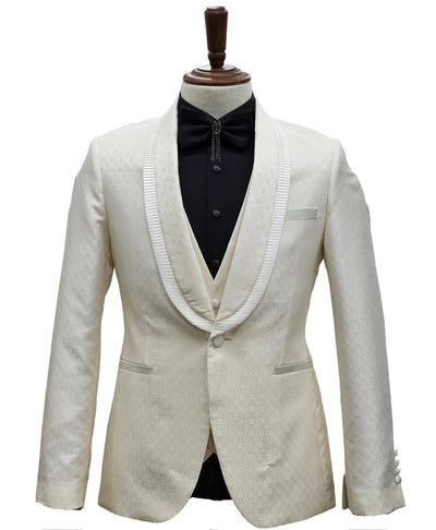 Ivory Tuxedo - Cream Wedding Suit  - Off White Groom Shawl Lapel Suit 2   - from alligatorwarehouse.com