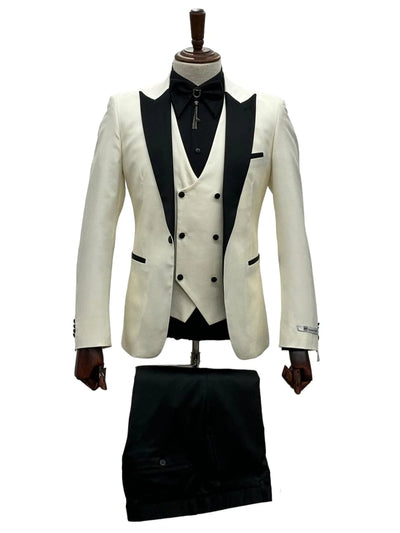 Ivory Tuxedo - Cream Wedding Suit  - Off White Groom 1 Button  Suit 1   - from alligatorwarehouse.com