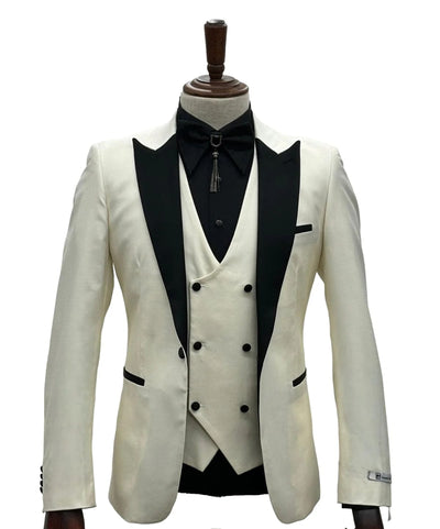 Ivory Tuxedo - Cream Wedding Suit  - Off White Groom 1 Button  Suit 2   - from alligatorwarehouse.com