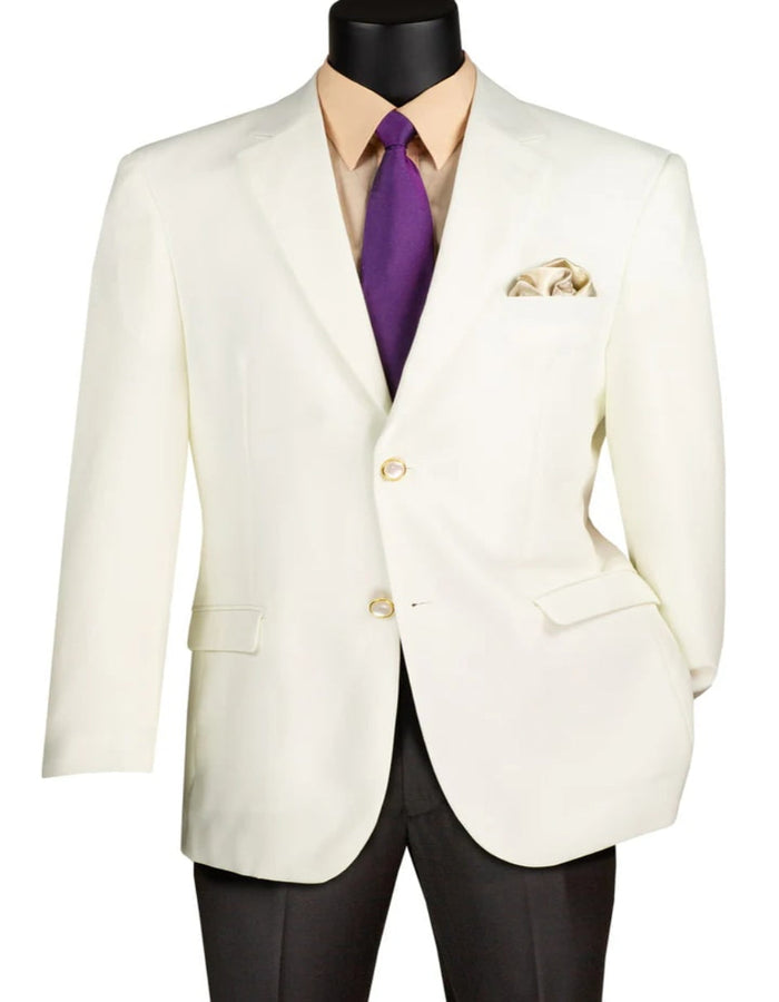 Mens Blazer - Cheap Priced Mens Sport Coat - Mens Classic Fit Rayon Fabric Club Sport Coat Blazer In Ivory
