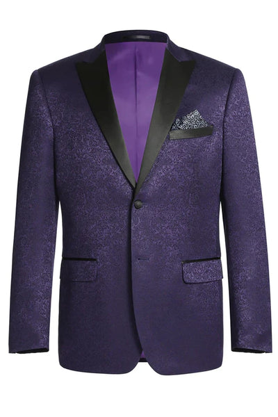 Mens Two Button Peak Lapel Paisely Prom Tuxedo Blazer In Purple 1 TF-7297  - from alligatorwarehouse.com