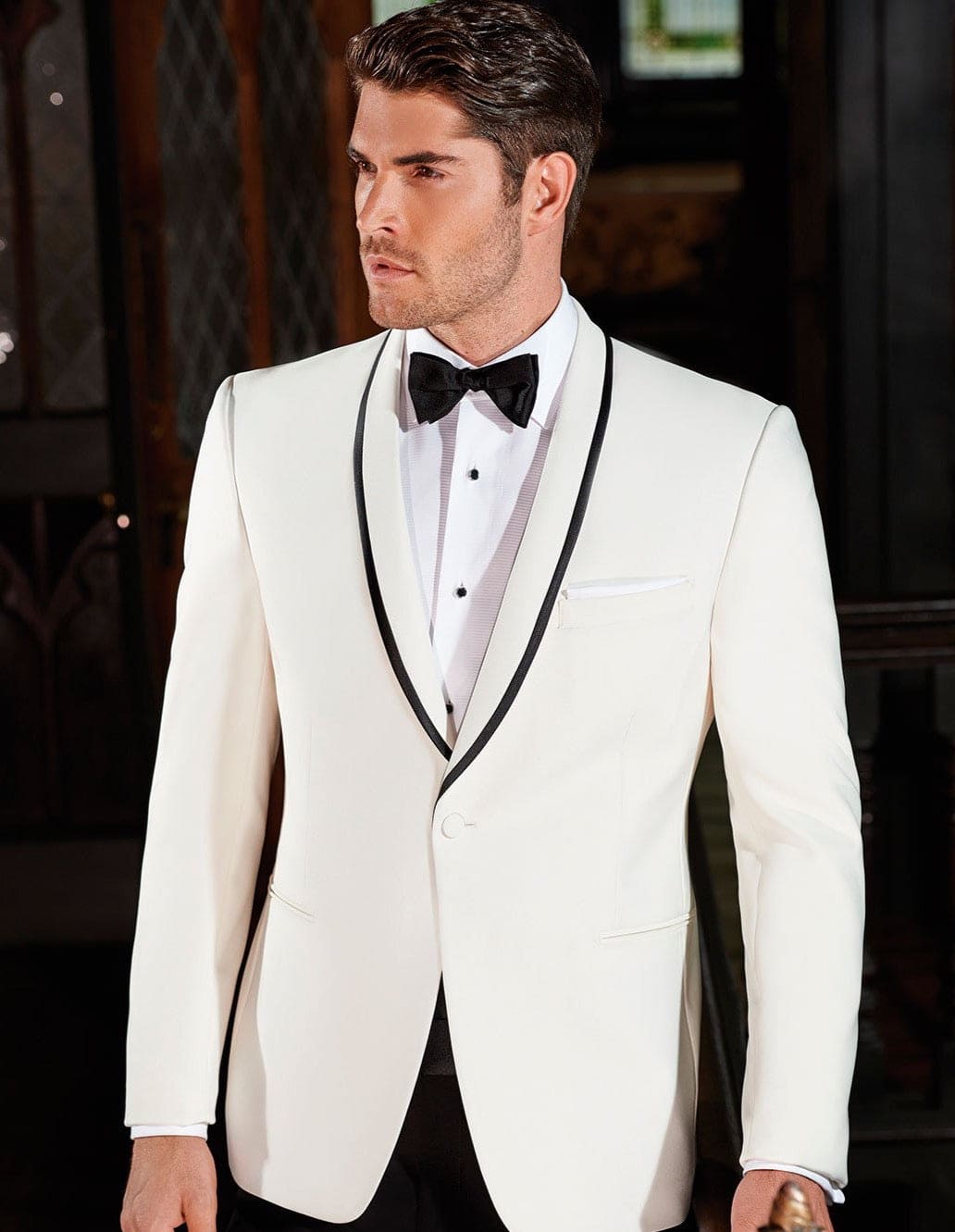 Mens Designer Charles Shawl Dinner Jacket in Ivory