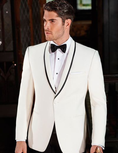 Mens Designer Charles Shawl Dinner Jacket in Ivory 1   - from alligatorwarehouse.com