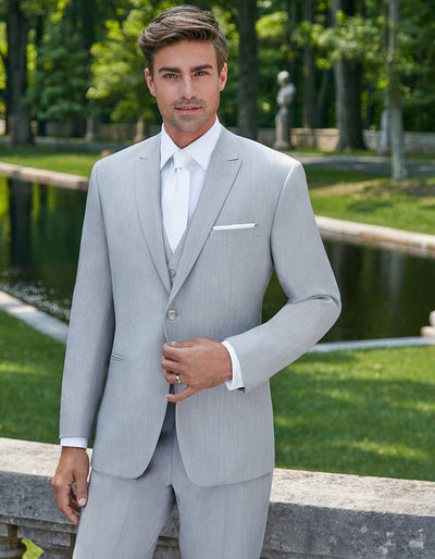 Mens Designer 2 Button Peak Lapel Grenada Prom Tuxedo Suit in Light Grey 1 8231C-25  - from alligatorwarehouse.com