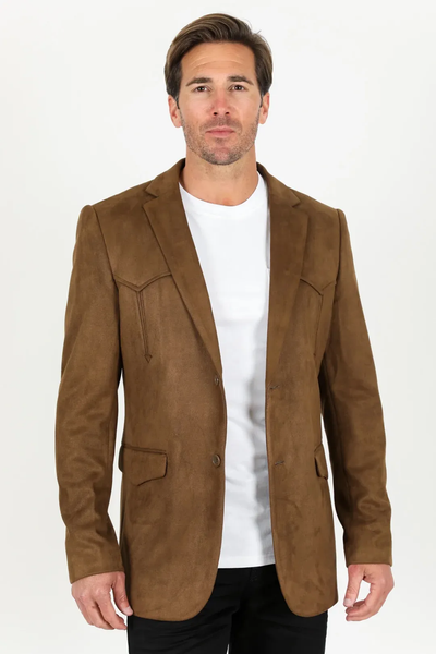 Platini Brown Faux Suede Western Sport Coat for Men – Rugged Frontier Style