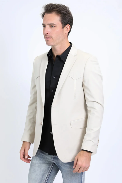 Platini Beige Western Sport Coat for Men – Light Tone Frontier Jacket