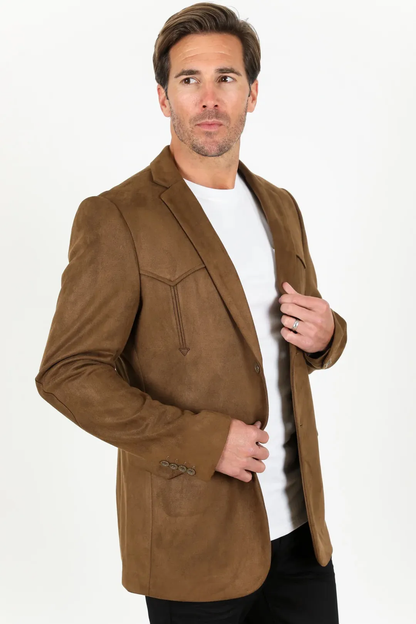 Platini Brown Faux Suede Western Sport Coat for Men – Rugged Frontier Style
