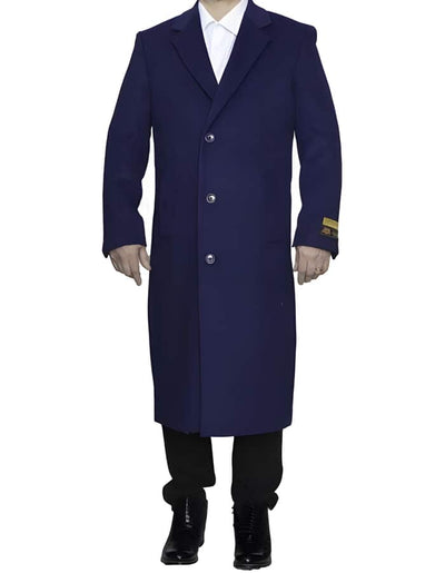 3 Button Full Length Wool Dress Ankle length Top Coat/Overcoat In Indigo Blue 1   - from alligatorwarehouse.com