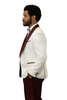 Hilton White and Burgundy Paisley Peak Lapel Tuxedo Jacket with Matching Shawl Vest and Wool Pants – Includes Bow Tie 8   - from alligatorwarehouse.com