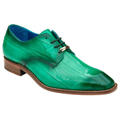 Men's Belvedere Hand Painted Eel Skin Dress Shoe in Antique Mint Green