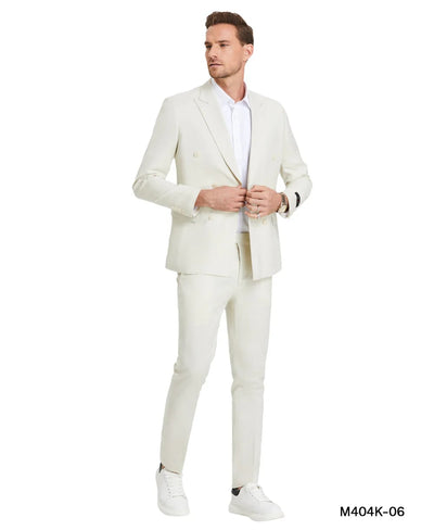 Ivory Double Breasted Linen Suit - Cream Color Summer Suit 3   - from alligatorwarehouse.com