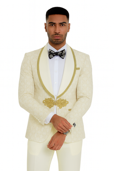 2025 Ivory and Gold 2pc Men's Suit by Tazzio 7   - from alligatorwarehouse.com