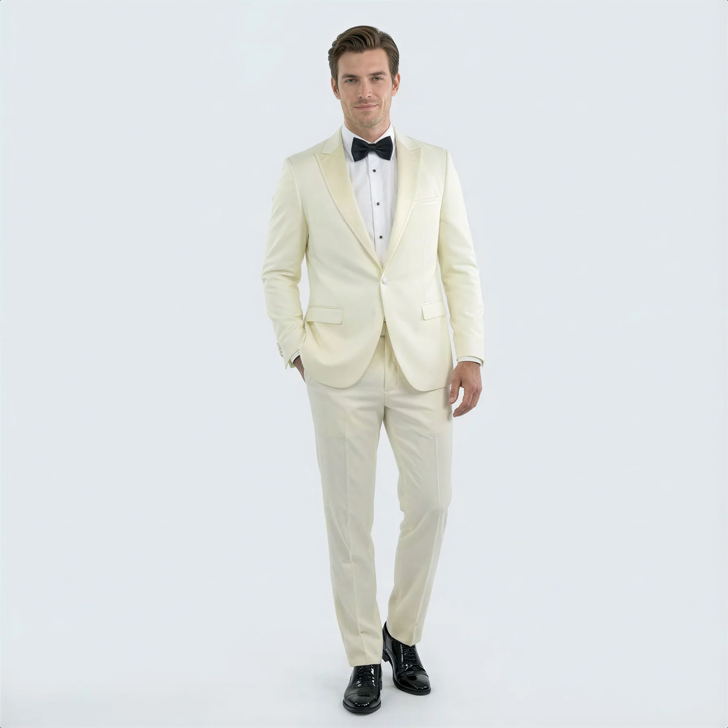 Ivory Slim Fit Tuxedo for Men with Peak Lapel – Wedding & Prom Suit