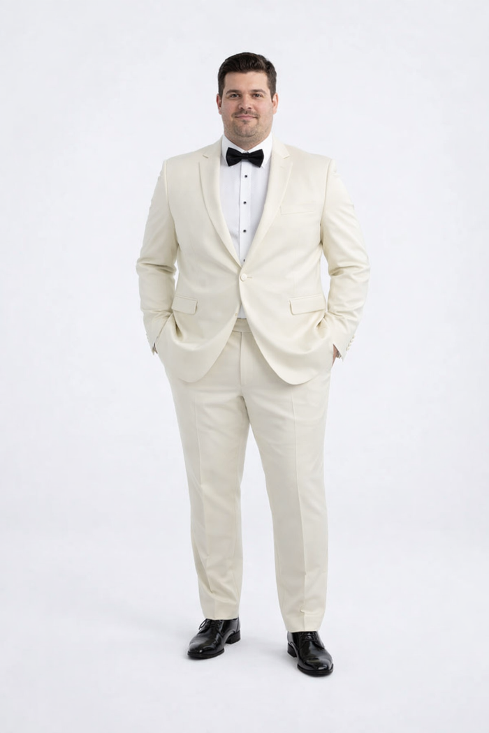 Ivory Slim Fit Tuxedo for Men with Peak Lapel – Wedding & Prom Suit