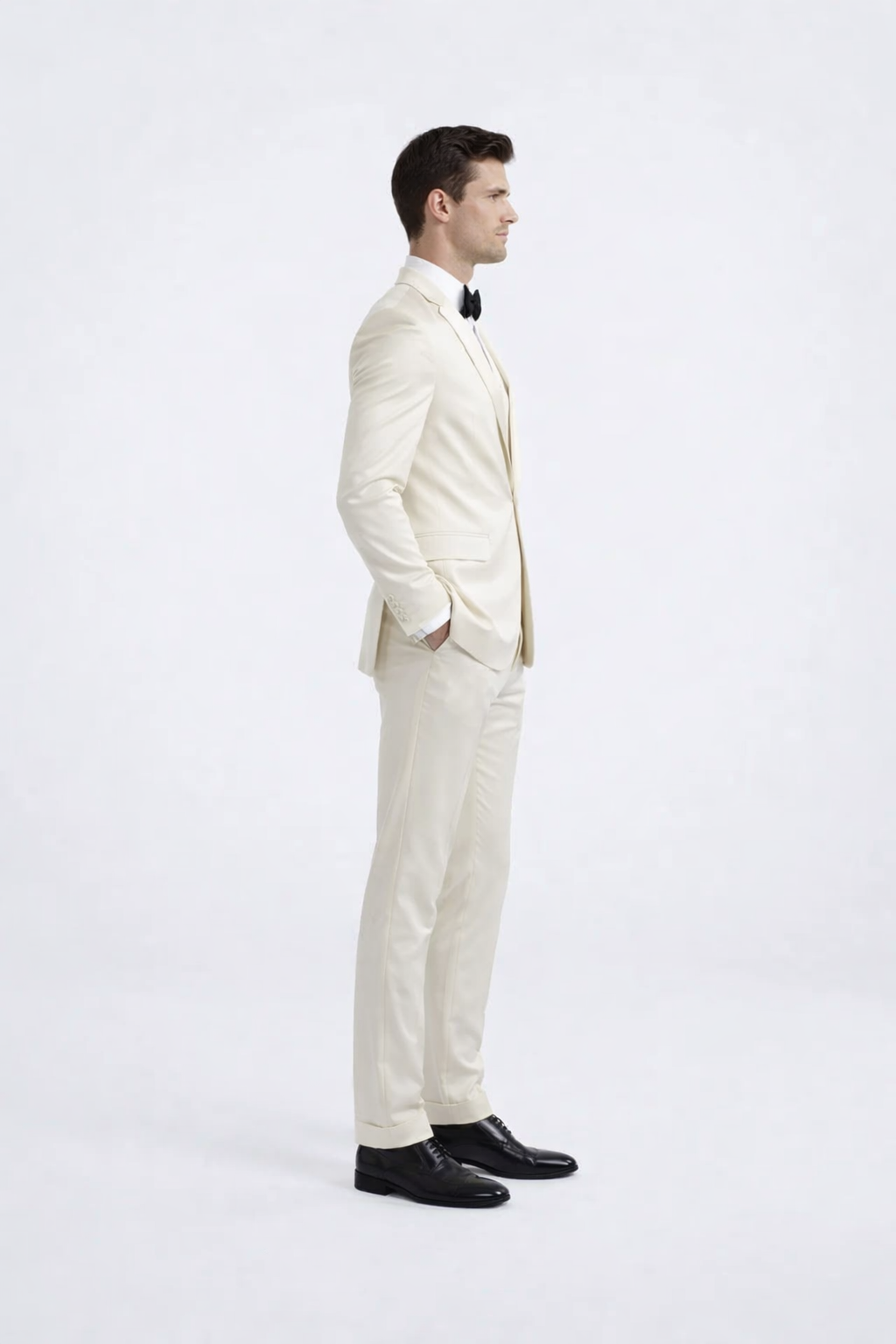 Ivory Slim Fit Tuxedo for Men with Peak Lapel – Wedding & Prom Suit
