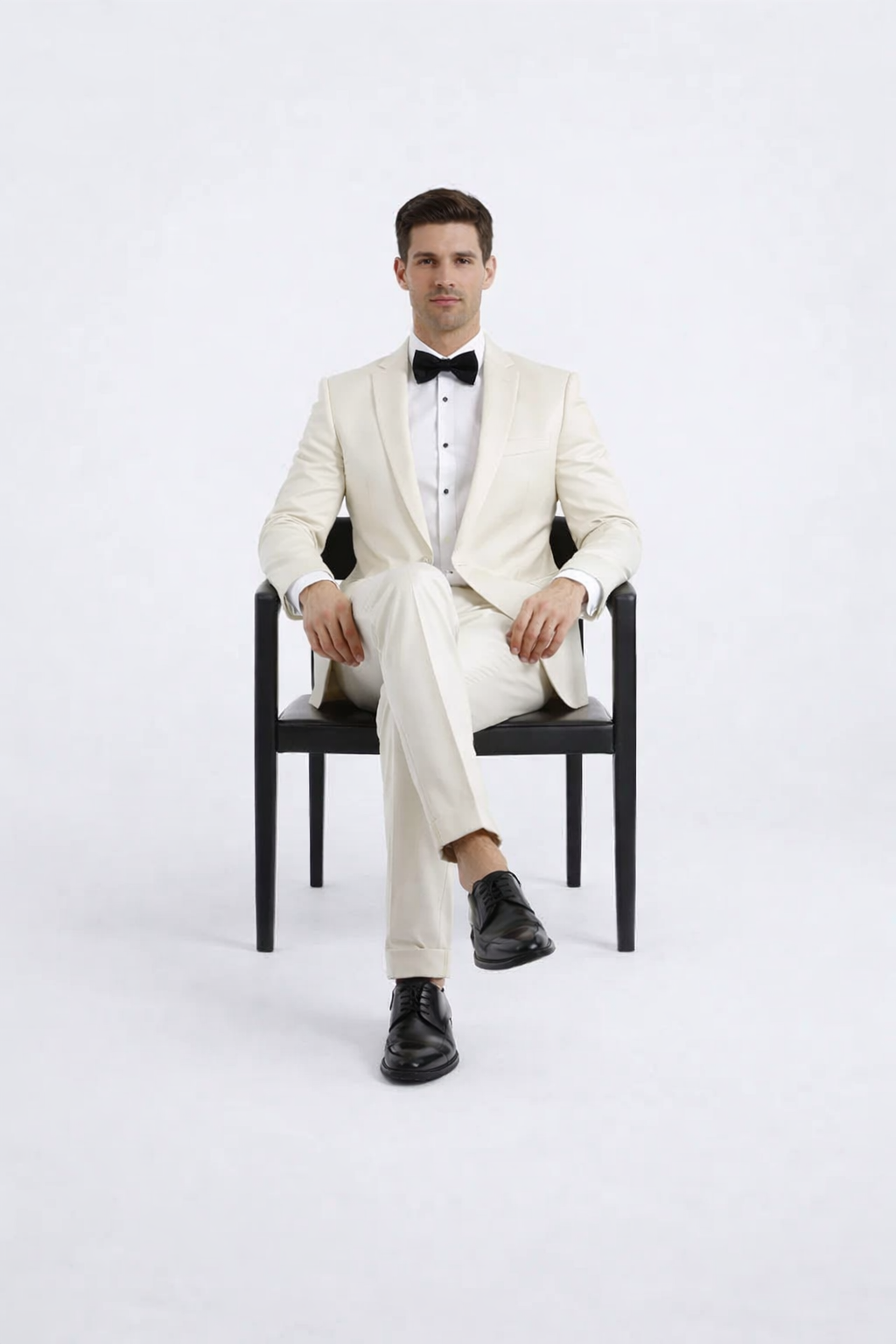 Ivory Slim Fit Tuxedo for Men with Peak Lapel – Wedding & Prom Suit