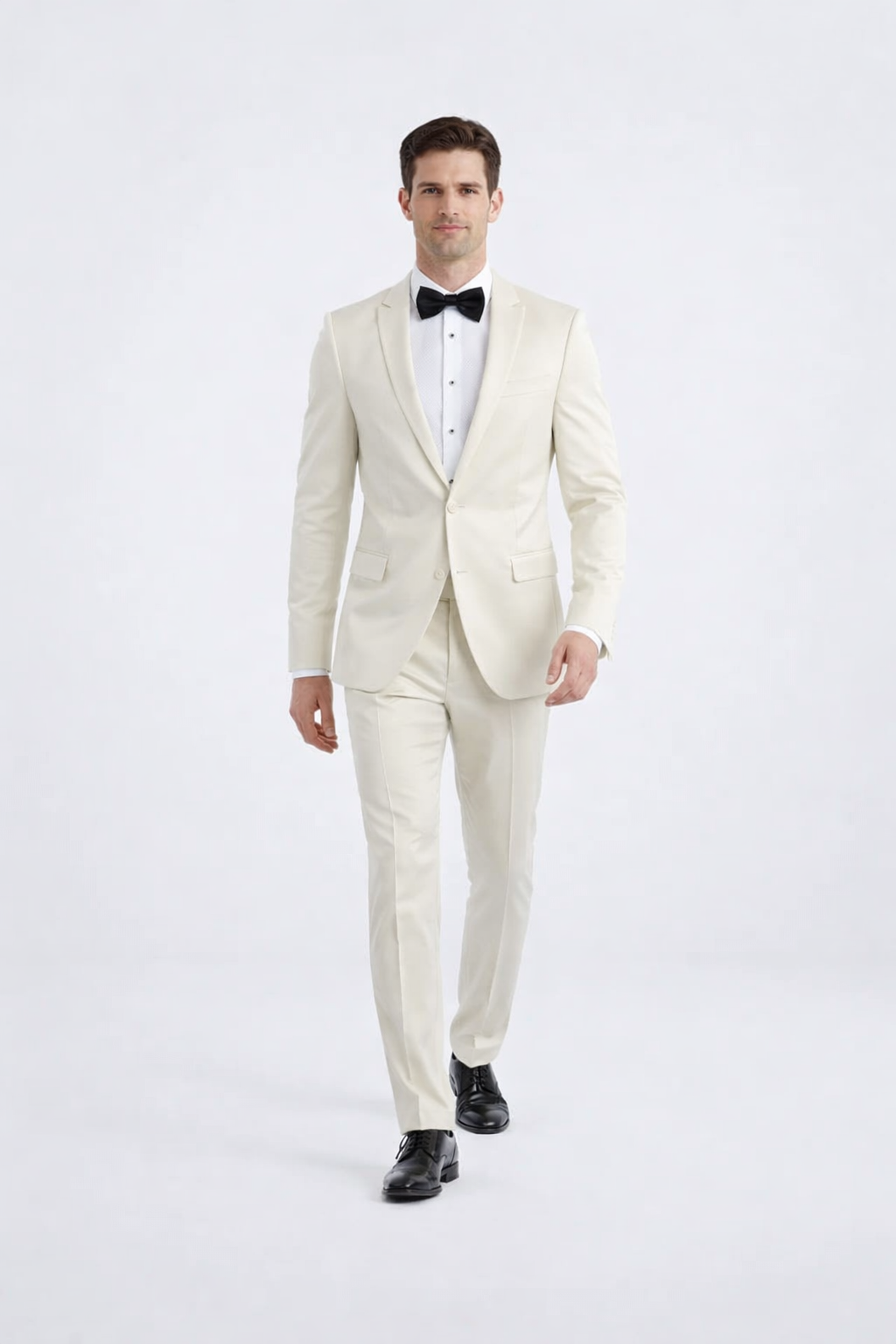 Ivory Slim Fit Tuxedo for Men with Peak Lapel – Wedding & Prom Suit