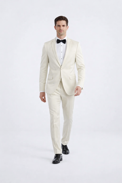 Ivory Slim Fit Tuxedo for Men with Peak Lapel – Wedding & Prom Suit