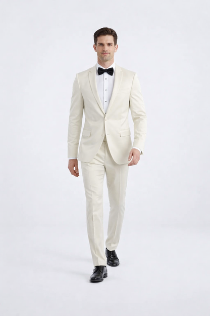 Ivory Slim Fit Tuxedo for Men with Peak Lapel – Wedding & Prom Suit