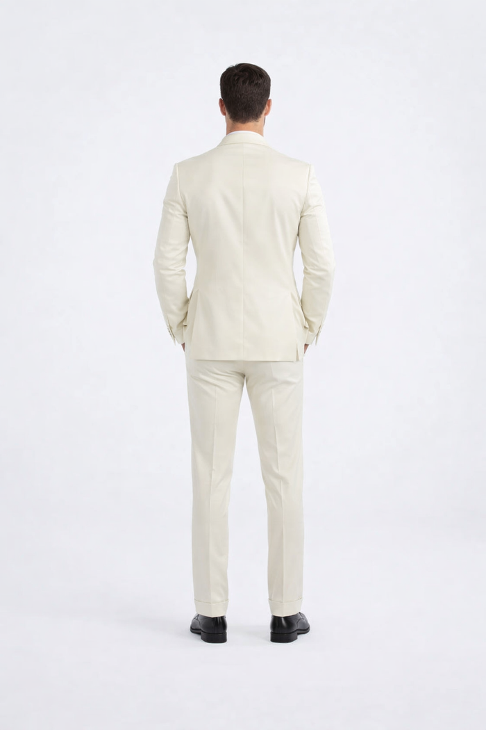 Ivory Slim Fit Tuxedo for Men with Peak Lapel – Wedding & Prom Suit