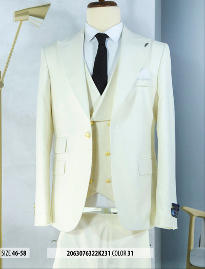 Ivory and Gold Button Wedding Suit - Off White Cream Peak Lapel with Double breasted Vest 13 Pixior-Anderson-1  - from alligatorwarehouse.com