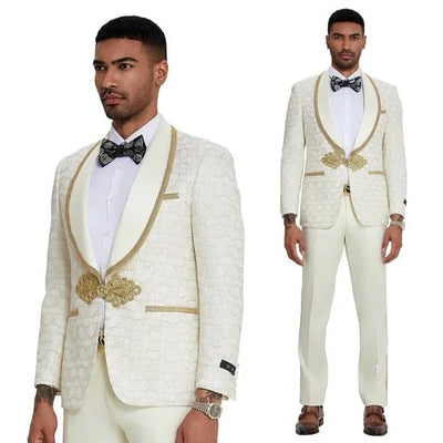 2024 Ivory and Gold 2pc Men's Suit by Tazzio 1   - from alligatorwarehouse.com