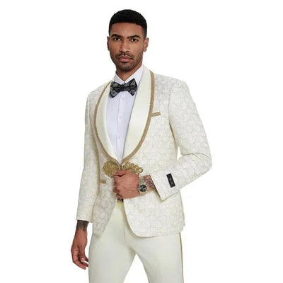 2024 Ivory and Gold 2pc Men's Suit by Tazzio 4   - from alligatorwarehouse.com