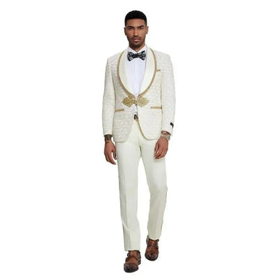 2024 Ivory and Gold 2pc Men's Suit by Tazzio 2   - from alligatorwarehouse.com
