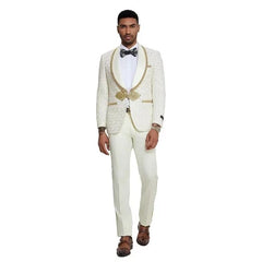 2025 Ivory and Gold 2pc Men's Suit by Tazzio