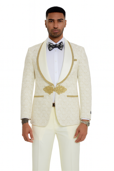 2025 Ivory and Gold 2pc Men's Suit by Tazzio 1   - from alligatorwarehouse.com