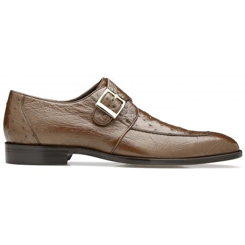 Belvedere Josh  Brown Genuine Ostrich Monk Strap Loafer 2 MEN 114011 BROWN-M-06  - from alligatorwarehouse.com