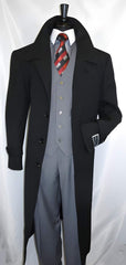 Men's Diamond Duster Overcoat Jet Black