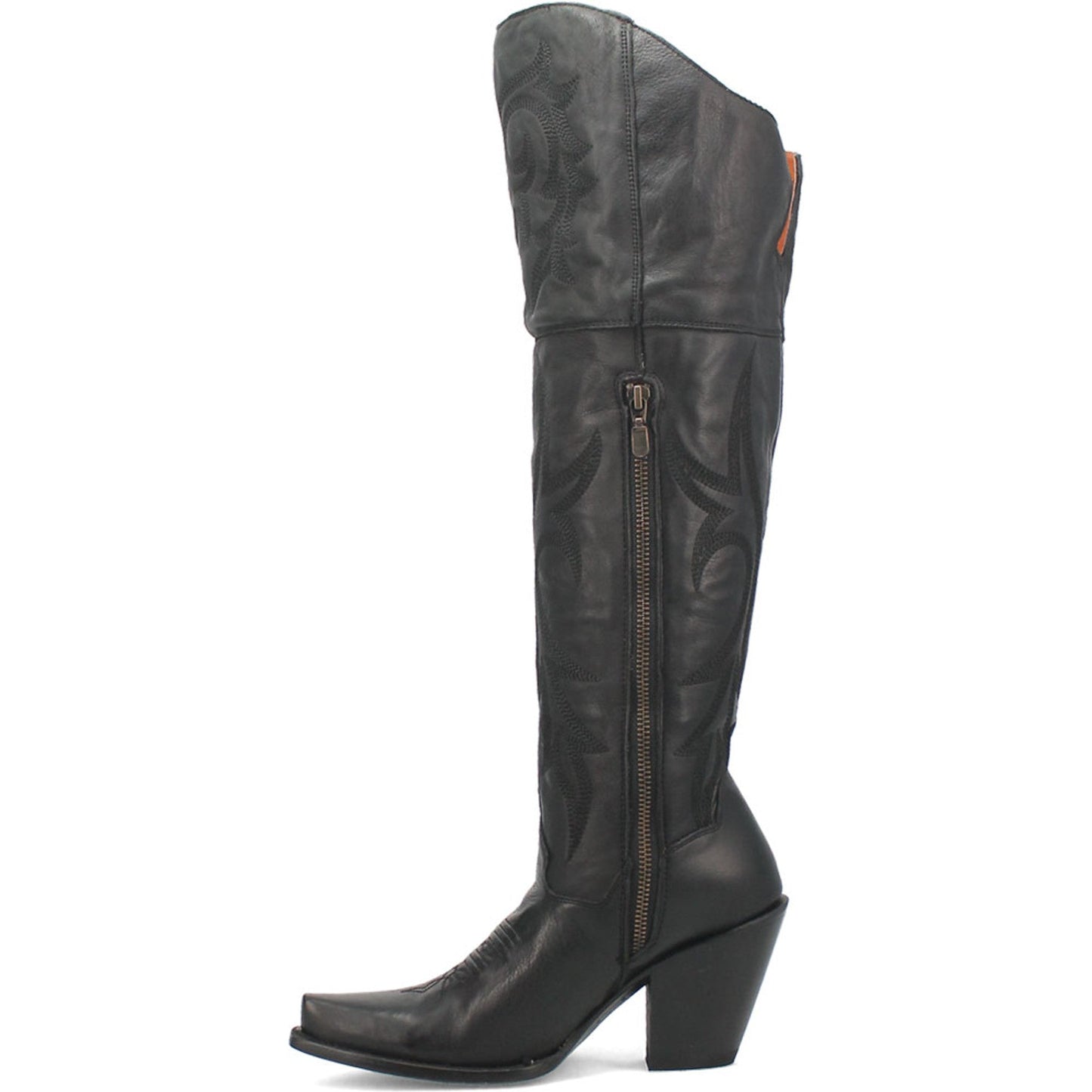 Dan Post Womens Jilted Black 20 Snip Toe Over-the-Knee Zipper Boot