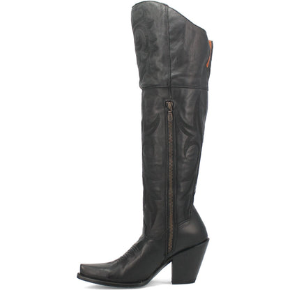 Dan Post Womens Jilted Black 20 Snip Toe Over-the-Knee Zipper Boot