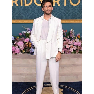 Jonathan Bailey Bridgerton Premiere White Suit 4   - from alligatorwarehouse.com