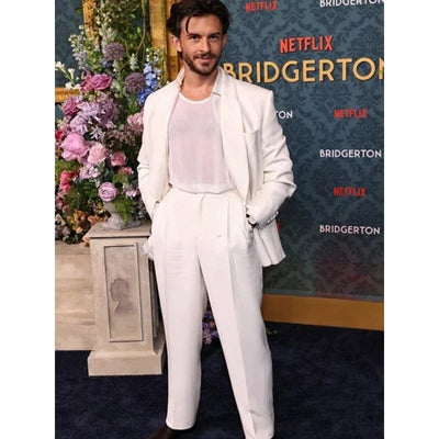 Jonathan Bailey Bridgerton Premiere White Suit 1   - from alligatorwarehouse.com