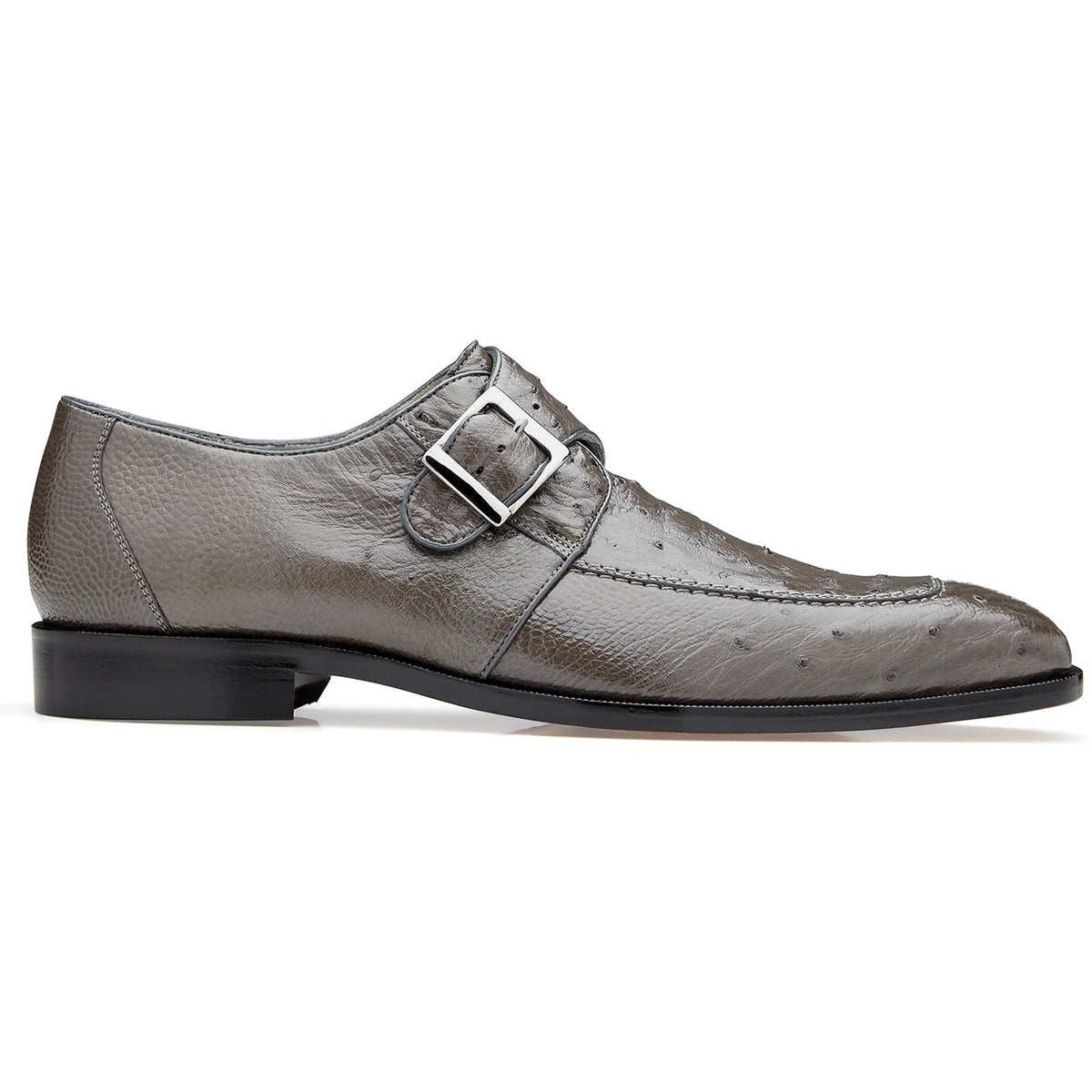 Men's Belvedere Josh Single Monkstrap Ostrich Dress Shoe in Grey