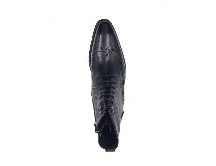 Carrucci Hudson Black Wingtip Boot Lug Sole