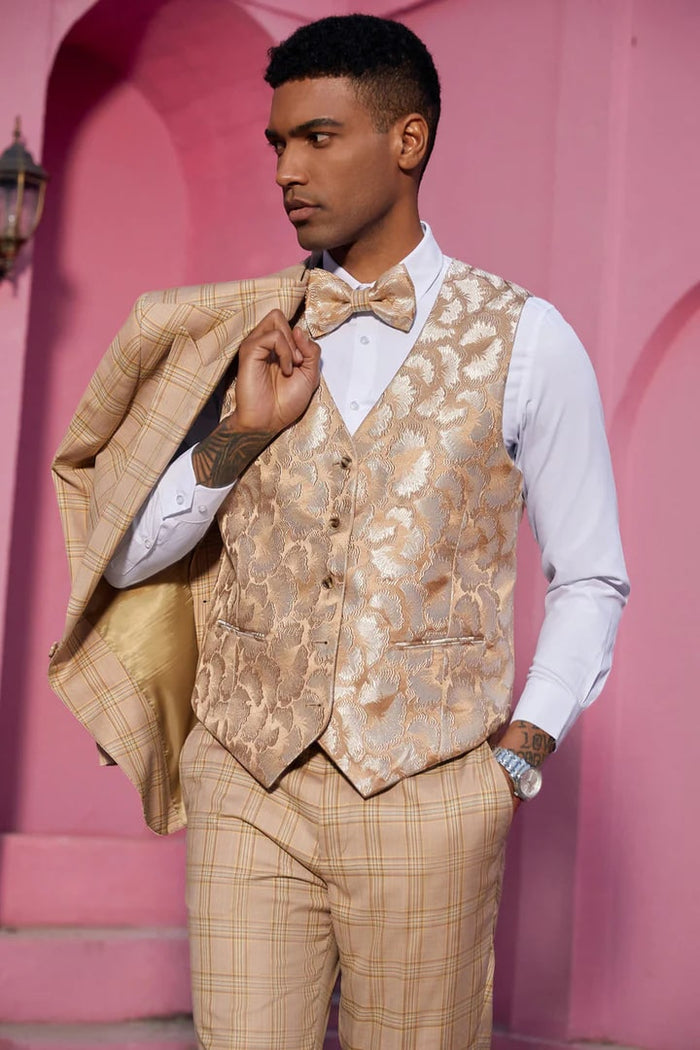 Tan Suits For Wedding - Tan Groomsmen Suits - Tan Peak Lapel Tuxedo