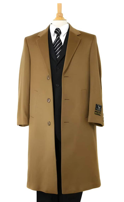 Long Wool Winter Dress Knee Length Coat Men's Dress Coat Luxurious Soft Men's Overcoat Finest Cashmere Blend &Wool Full Length Dark Camel ~ Khaki Long Men's Dress Topcoat - Winter Coat 1   - from alligatorwarehouse.com