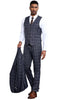 Men's Stacy Adams Classic One Button Vested Windowpane Suit in Charcoal Grey 5 SM178H1-30-38R  - from alligatorwarehouse.com