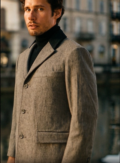 Herringbone Wool & Cashmere Chesterfield Overcoat – 1920s Full Length 7   - from alligatorwarehouse.com
