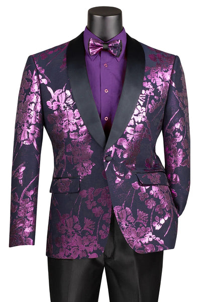 Men's Shiny Foil Floral Paisley Prom & Wedding Tuxedo Jacket in Purple Lavender 1 C9-3570  - from alligatorwarehouse.com