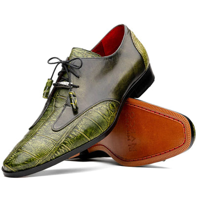 Marco Di Milano Anzio Exotic Alligator & Calfskin Leather Green Oxfords 1 ANZIO_ALLIGATOR_GREEN_8  - from alligatorwarehouse.com