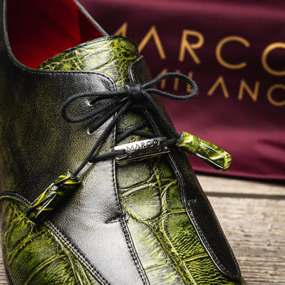 Marco Di Milano Anzio Exotic Alligator & Calfskin Leather Green Oxfords 9 ANZIO_ALLIGATOR_GREEN_8  - from alligatorwarehouse.com